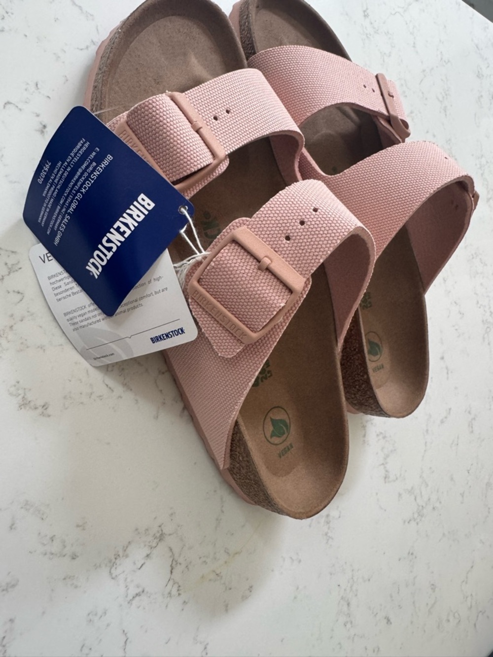 Birkenstock Two-Buckle Vegan Sandals in Light Pink